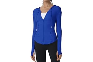 Locachy Womens Slim Fit Full Zip Hoodie Athletic Jacket Yoga Workout Running Jackets with Thumb Holes
