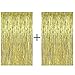 AMAZECO 2 Pack Foil Fringe Curtain Gold Metallic Photo Booth Tinsel Backdrop Door Curtains for Birthday Bachelorette Parties Weddings Christmas and New Years Eve Party Decorations.