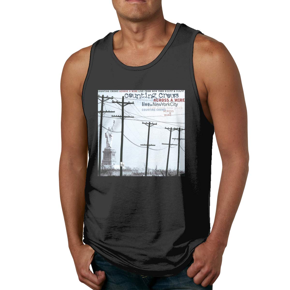Print With Counting Crows Across A Wire Workout Sleeveless S Tees T Shirt