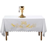 Windkream White Altar Cloth Communion Church Table Cloth, 88&Prime; X 52&Prime;, Cover | Holy Communion Tablecloth Runner, Church Spiritual Frontal, Gatherings, Baptism Ceremonies
