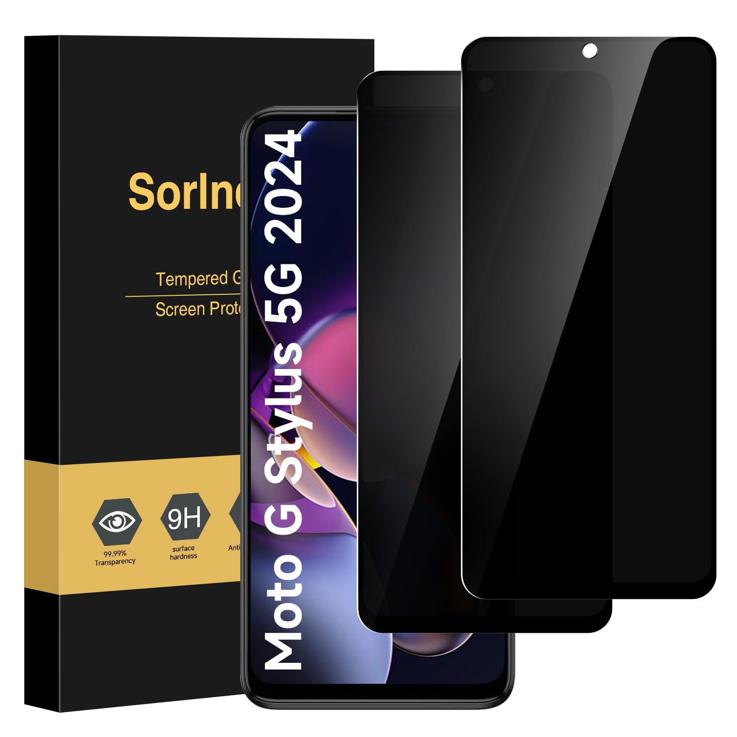 Photo 1 of sorlnern (2 Pack Privacy Screen Protector for Motorola Moto G Stylus 5G 2024, Private Tempered Glass Film, Case Friendly, Sensitive Touch, Anti Fingerprint, Easy Installation (Moto G Stylus 5G 2024)