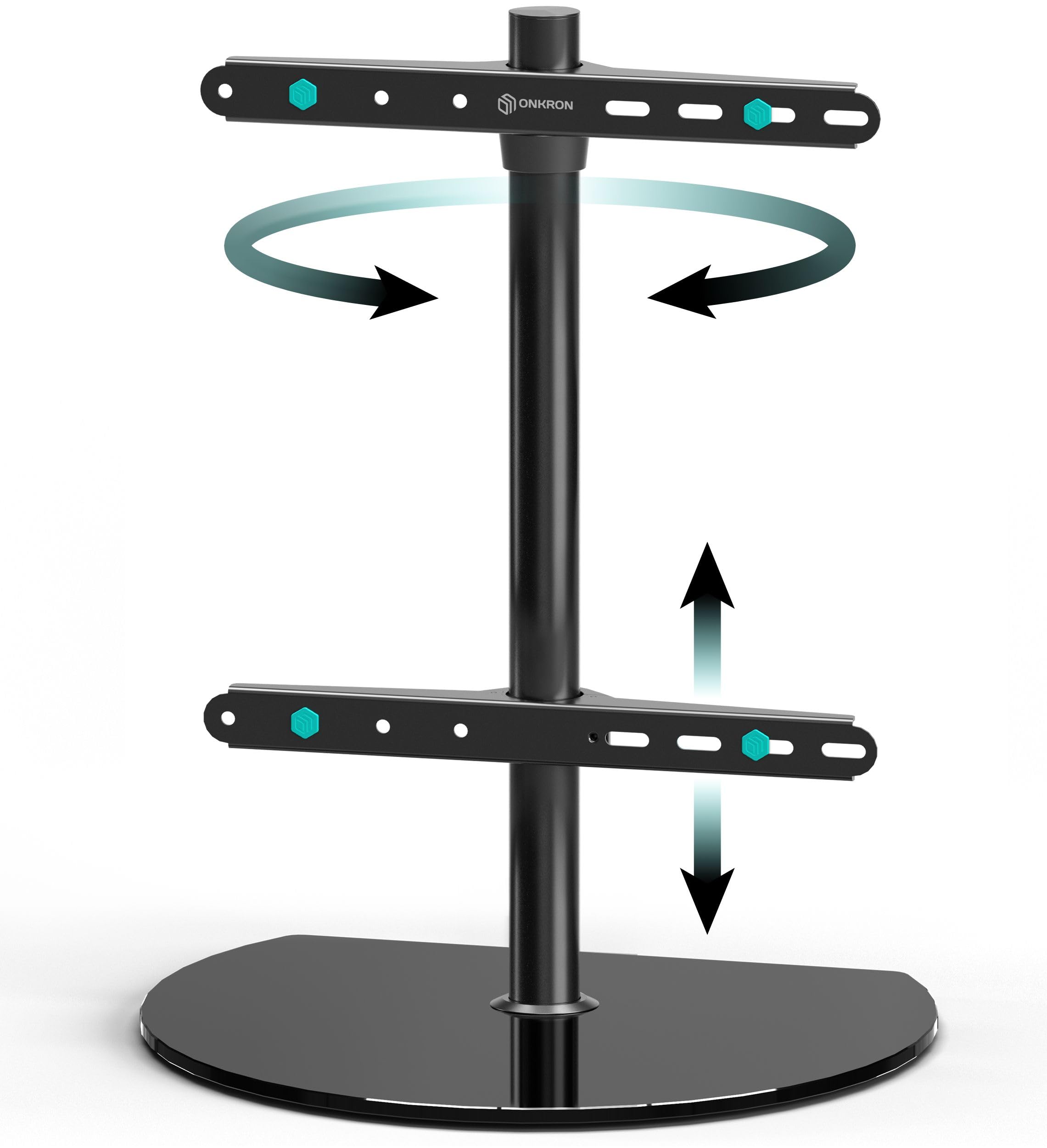 Photo 1 of ONKRON Tabletop TV Stand for 32-65 Inch TVs up to 77 lbs, Height Adjustable TV Swivel Stand max VESA 400x400, Tabletop Universal TV Stand with Tempered Glass Base/Pedestal Television Stand Black