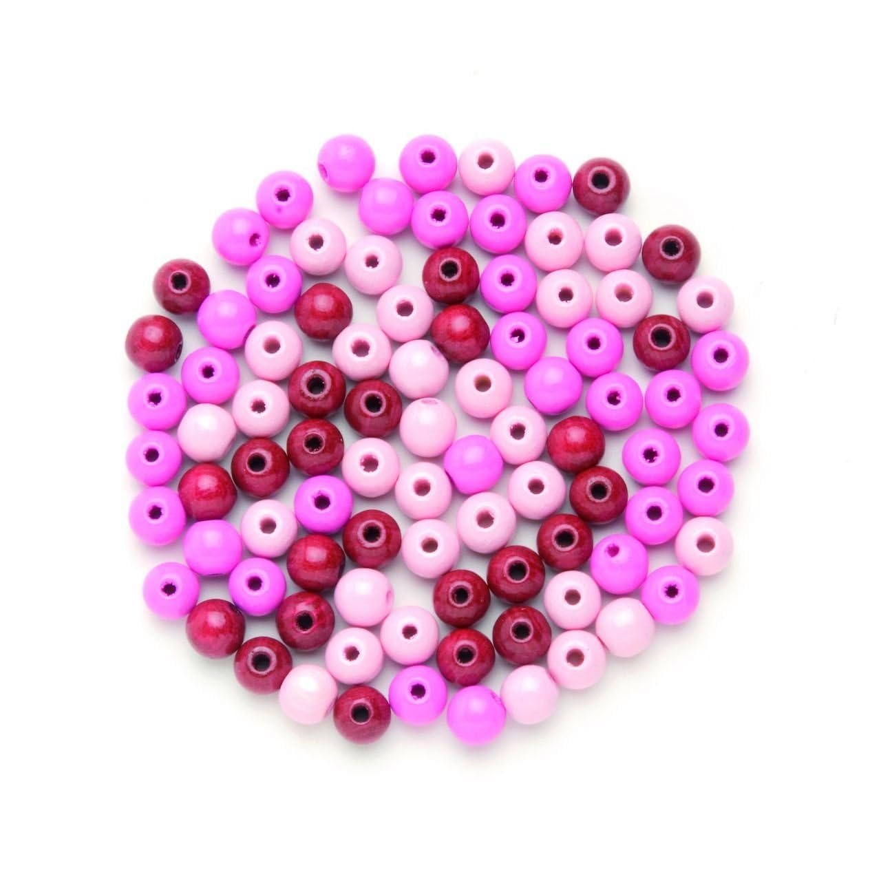 Glorex Wood Bead 118ST Mix, 11 Pink Wooden X 8.6 x 0.5 cm
