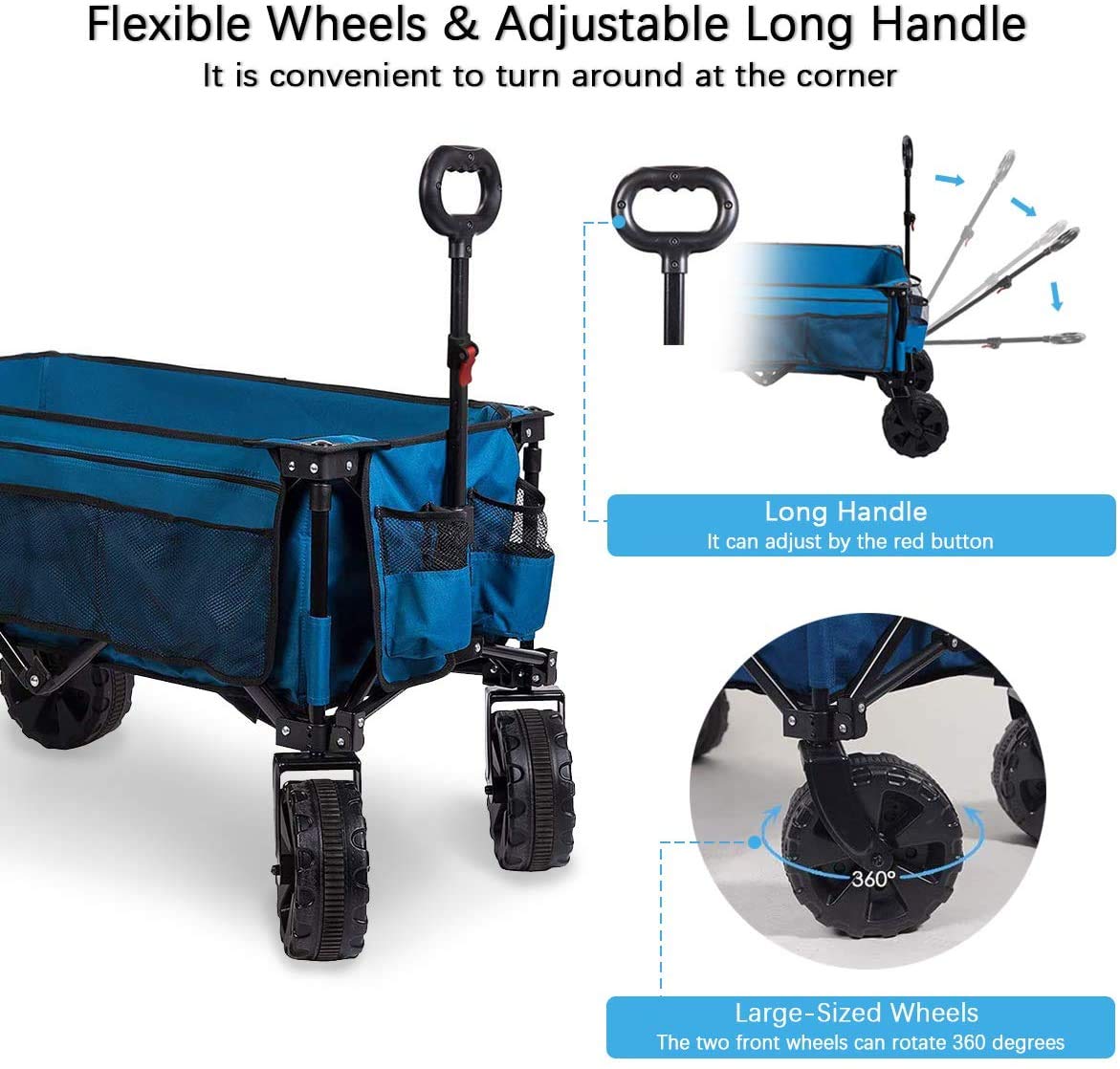 Timber Ridge Folding Wagon Collapsible Utility Trolley Outdoor Cart for Camping Garden Beach All