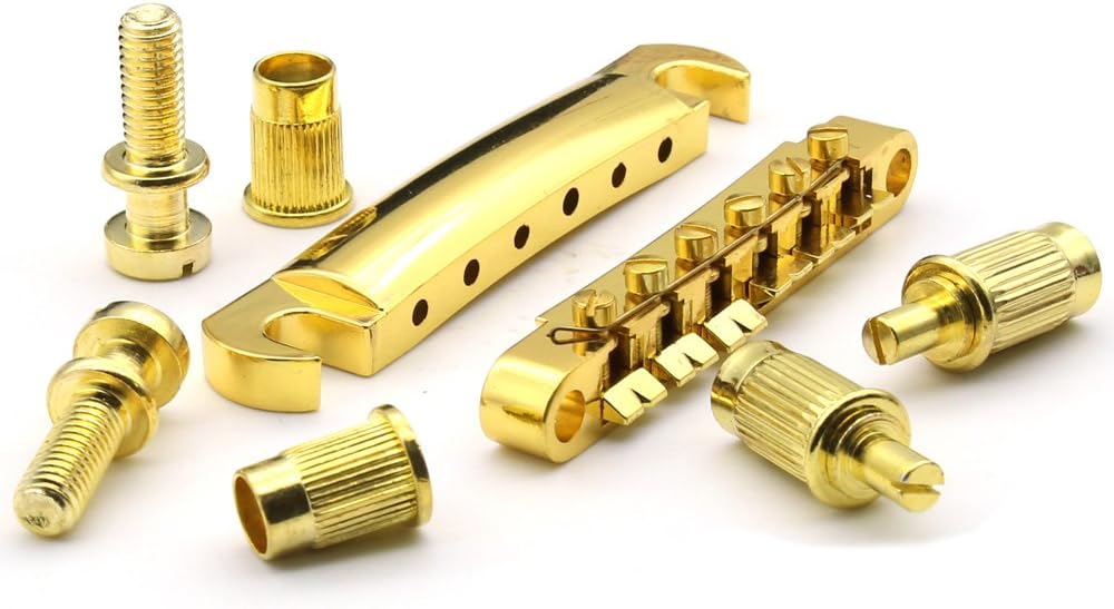 1set ABR-1 Style Tune-o-matic Bridge & Stop Tailpiece for Gibson Les Paul Gear Replacement （Golden）