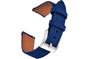 PTFULUOS Premium Soft Hybrid (Leather and Sailcloth) Watch Bands for Men Women,18mm 20mm 22mm Multiple Sizes Quick Release Replacement Watch Straps