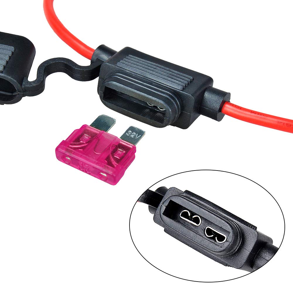MUYI 2 Set Standard Blade Fuse Holder 10 Gauge Waterproof Pigtail Inline Fuse Holder with ATC Fuses