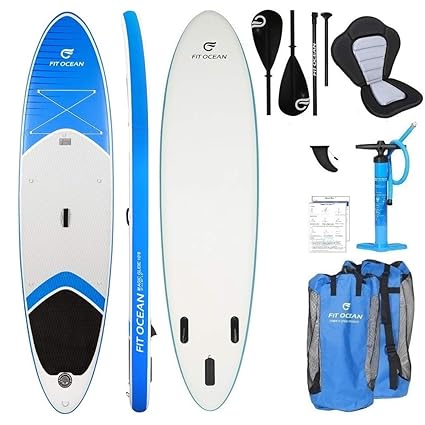 FIT OCEAN Magic Glide 10'8 Aufblasbares 15 cm Dickes Stand Up Paddelboard. Inkl. Doppelhub-Pumpe + guter Rucksack. iSUP 330x8