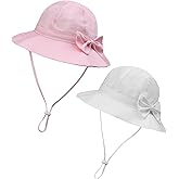 ECOSUMA Baby Sun Hat UPF 50+ Bucket Hat with Cute Bow for Girls 0-5 Years 1 Pack 2 Pack