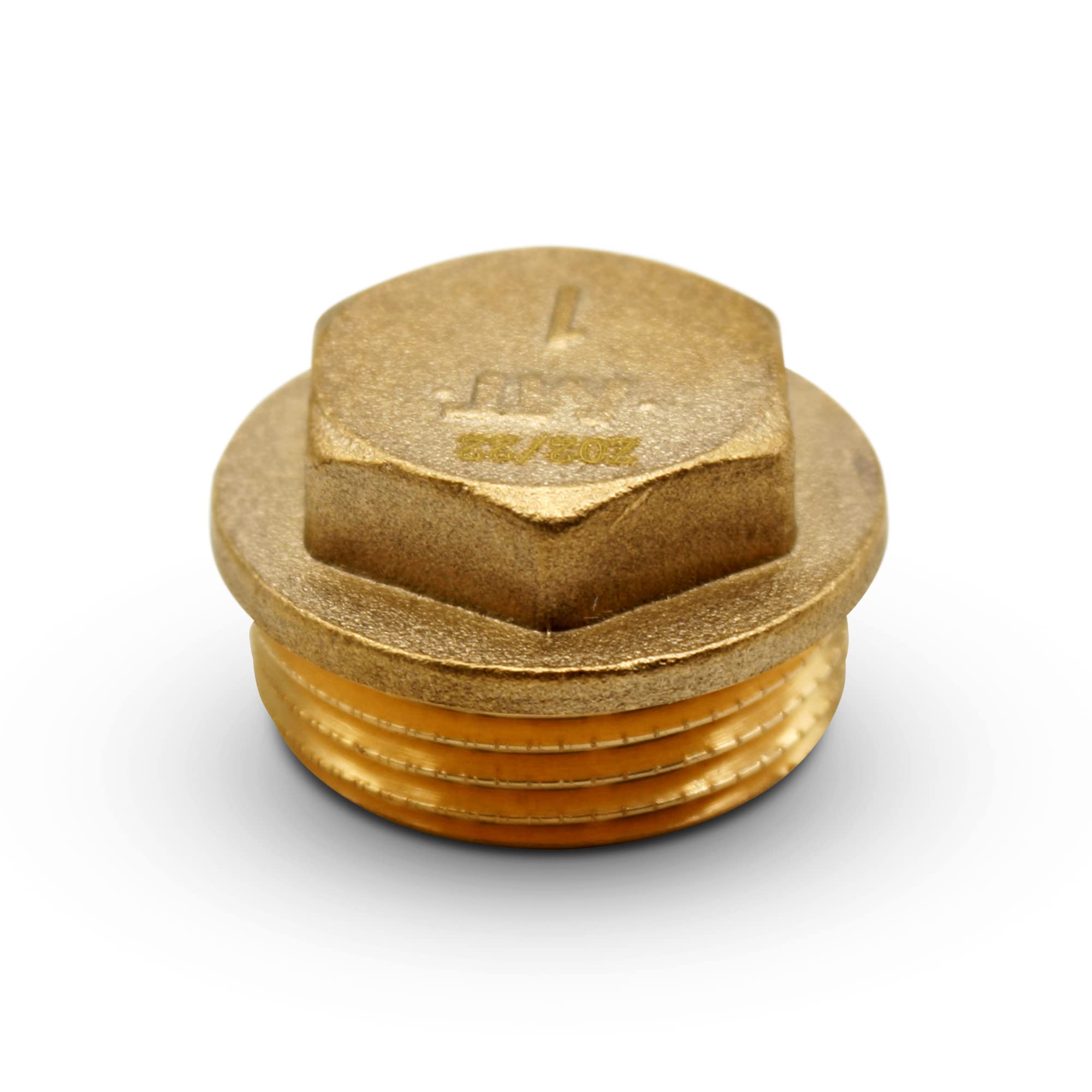 DOJA Barcelona Male Brass Plug External Thread Hexagonal Cap 1 1/2” - Brass Male Pipe Plug, Plumbing Fixtures Including Radiator Towel Rail Gas Water Lines, Stop Cock, Basin Waste