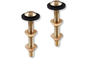LIXIONGBAO 2 Pack Toilet Tank Boltskit,Universal Toilet Seat Bolts Compatible with TOTO/Kohler/American Standard,Brass Toilet Tank Screws Kits for 2-Piece Toilet with Cone Rubber Sealing Gasket(Gold)