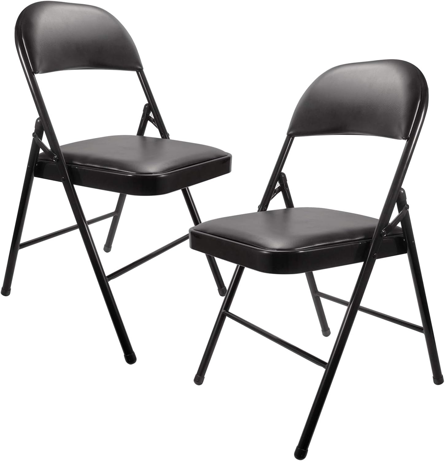 Black Folding Chairs with Padded Seats YJHome Metal Folding Chairs 2 Pack Portable Foldable Dining Chairs Home Office Student Study Chair 200 lbs Weight Capacity for Kids Desk Indoor Bedroom Room: Kitchen & Dining