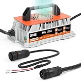 CMTOOL 36V 25A Lithium Battery Charger, IP67 Waterproof, 43.8V Output AC-DC | For 38.4V LiFePO4 Battery, 1250W Fast Charging, 6 Protection, LED Indicator, 16Ft Cable for 36V Golf Cart, Forklift, Boat