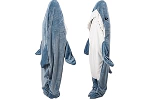 wartleves Shark Blanket Adult, Shark Blanket Super Soft Cozy Flannel Hoodie, Shark Shark Blanket Hoodie, Shark Sleeping Bag Wearable Blanket for Adults Kid(L)