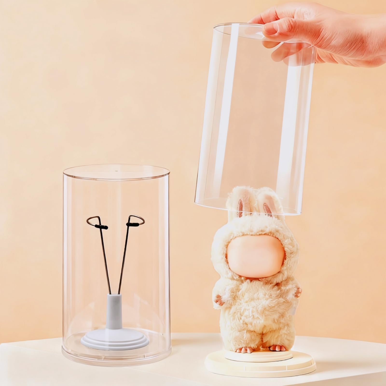 Photo 1 of 1 Pack Acrylic Display Case with Doll Stand Holder for Blind Box, Clear Stackable Display Case for Collectibles.