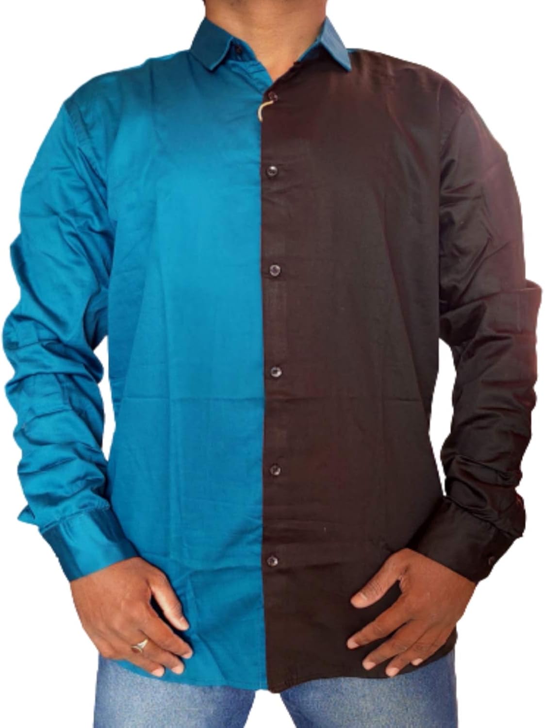 Buy Men Polyester Casual Shirt Regular fit (Blue and Black) at Amazon.in