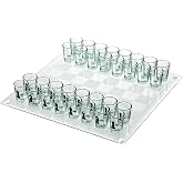 Shot Glass Chess Set, 13.78" Board, Drinking Chess Game for Adults | Adult Party Entertainment Unique Drinking Game Design Durable Glass Piece Construction Great for Social Gatherings