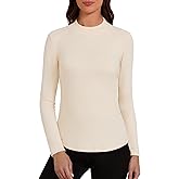 Bonneuitbebe Women's Thermal Top Long Sleeve Fleece Lined Undershirts Mock Neck Stretchy Base Layer Tops Cold Weather