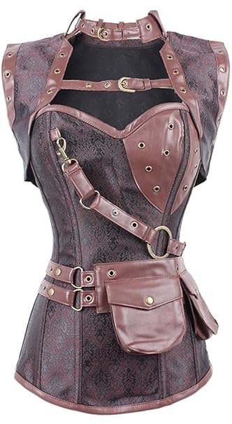 Bettydom Damen Steampunk Brokatmuster Corsage Korsett Vintage Retro Frauen Gothic Korsage