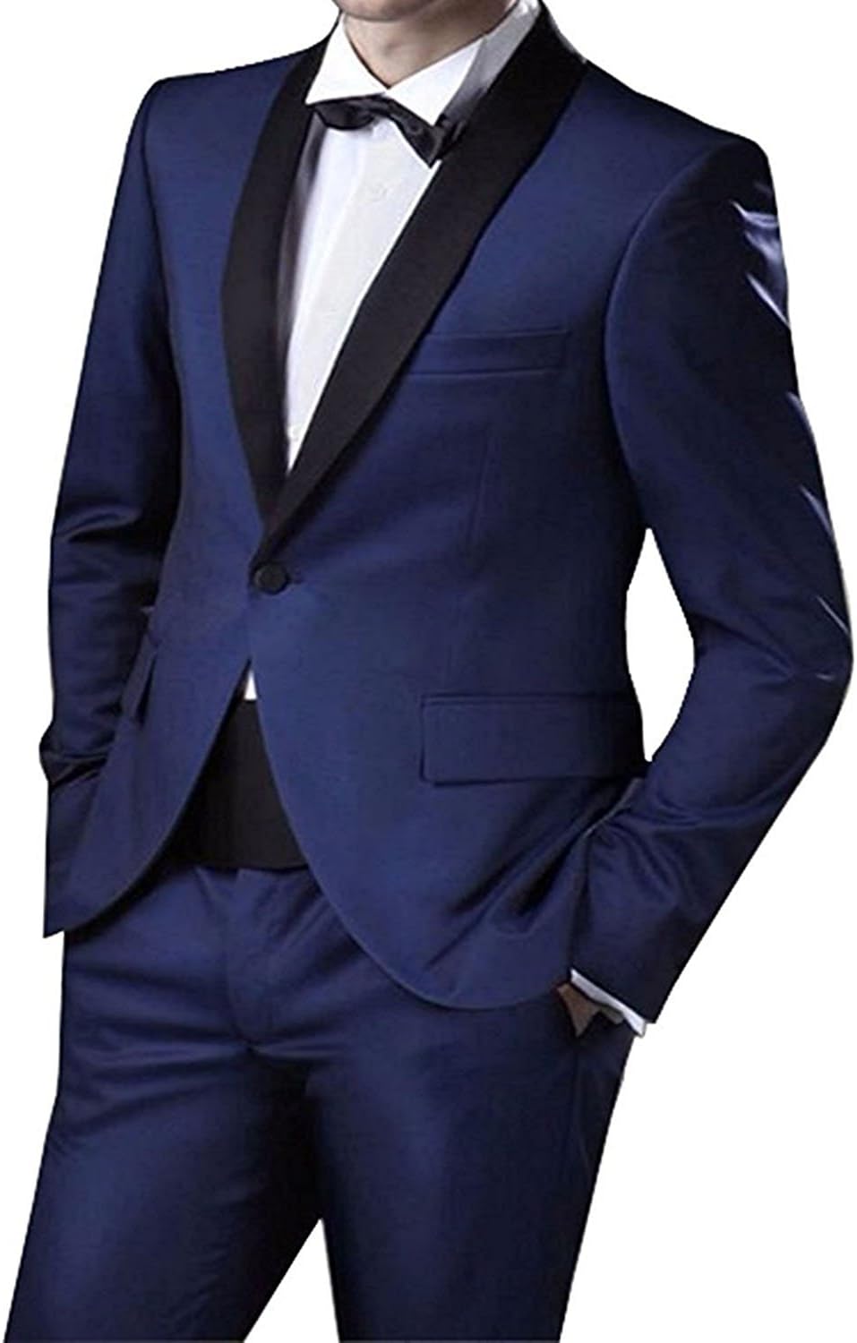 YSMO Men's Slim Shawl Lapel 2 Pieces Suits Jacket & Pants Business Blazer