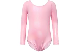 Nokecina Gymnastics Leotard for Girls Long Sleeve Tumbling Outfit Sparkly Athletic Dance Bodysuit Size 2-12 Years Old
