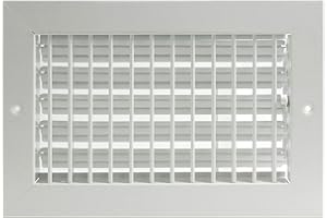 HVAC PREMIUM 12"w X 6"h ADJUSTABLE AIR SUPPLY DIFFUSER - HVAC Vent Cover Sidewall or Ceiling - Grille Register - High Airflow - White [Outer Dimensions: 13.75"w X 7.75"h]