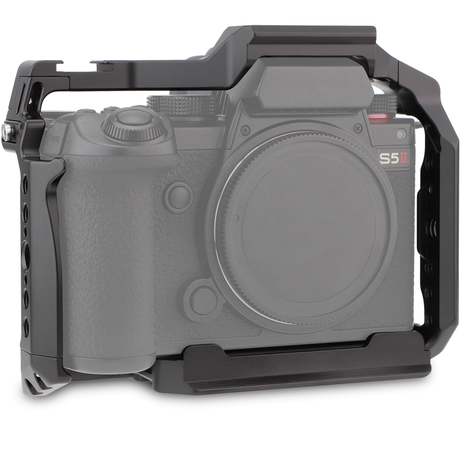 Leftfoto S5 Camera Cage for Panasonic LUMIX S5 II - Protection Frame Rig with Arca Base, NATO Rail, ARRI Threads, Compatible with DJI RS2 Stabilizer - Vlog Video Shooting