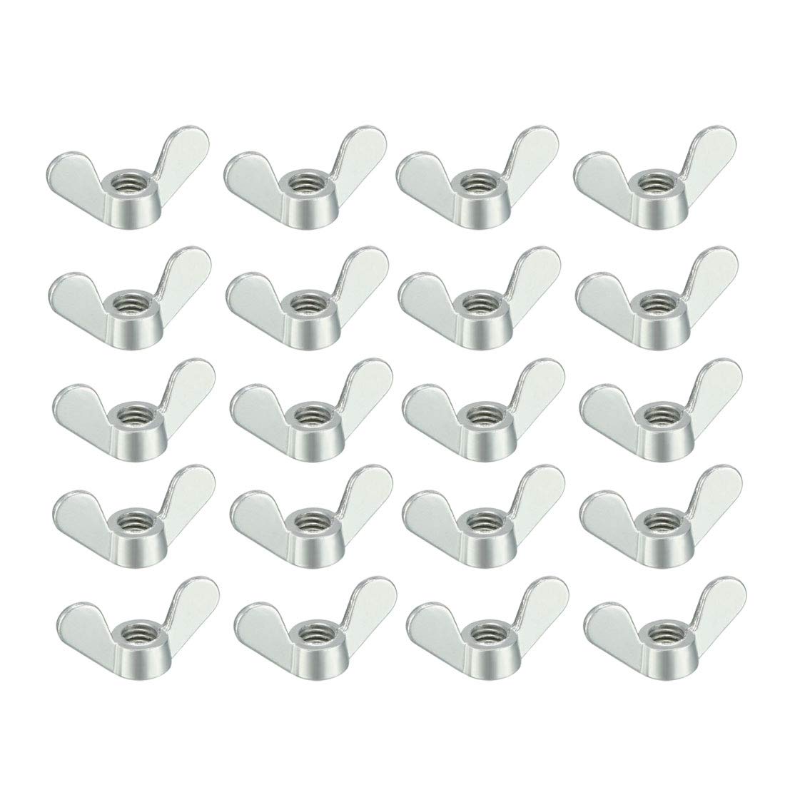sourcing map M6 Wing Nuts Zinc Plated Fasteners Parts Screws Cymbals Butterfly Nut Silver Tone 20pcs