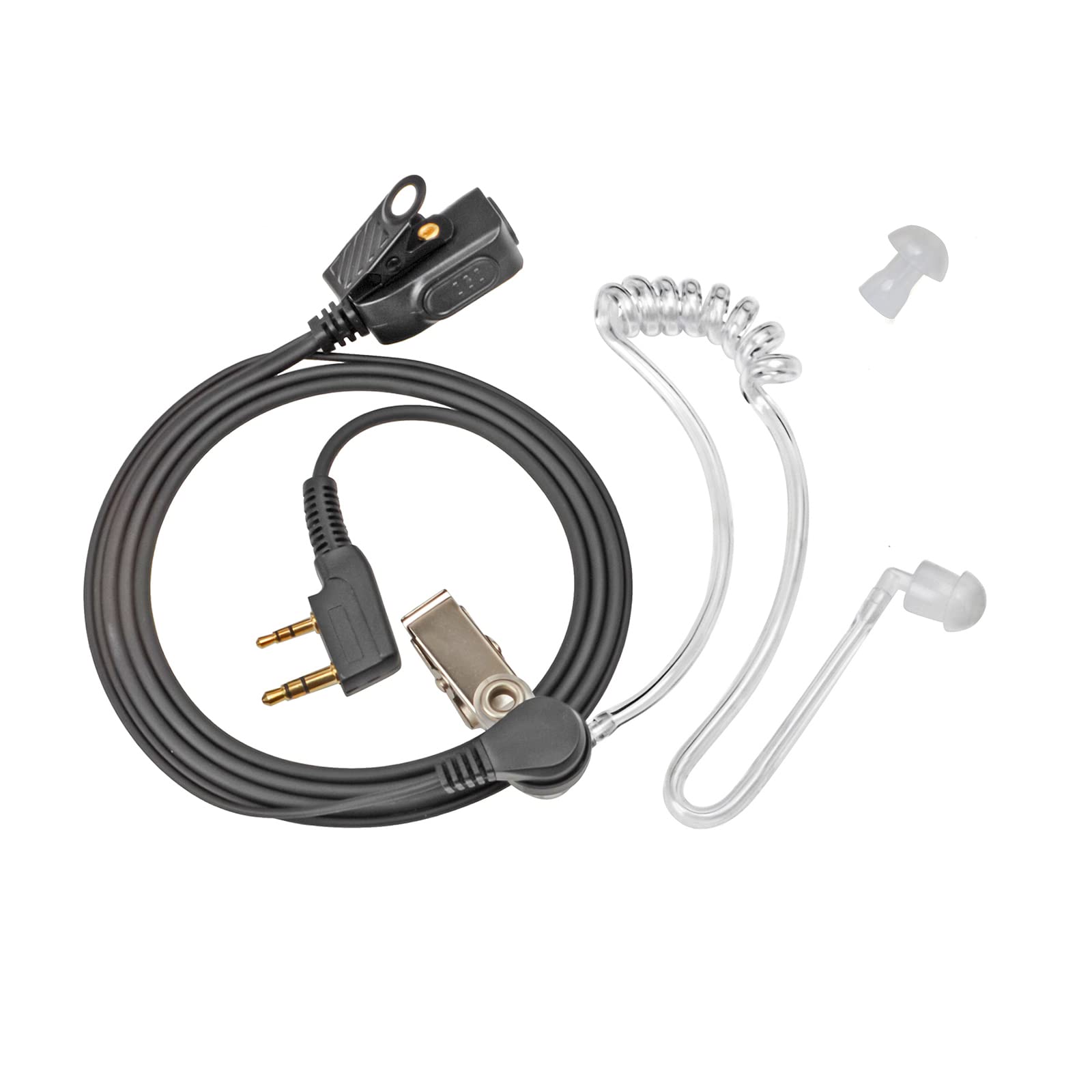 UAYESOK Two Way Radio Earpiece 2 Pin Covert Acoustic Tube Walkie Talkie Headset for Baofeng UV5R 888S UV-82HP BF-F8HP Kenwood Puxing Wouxun Bodyguard Security Radio with Noise Cancelling PTT Mic