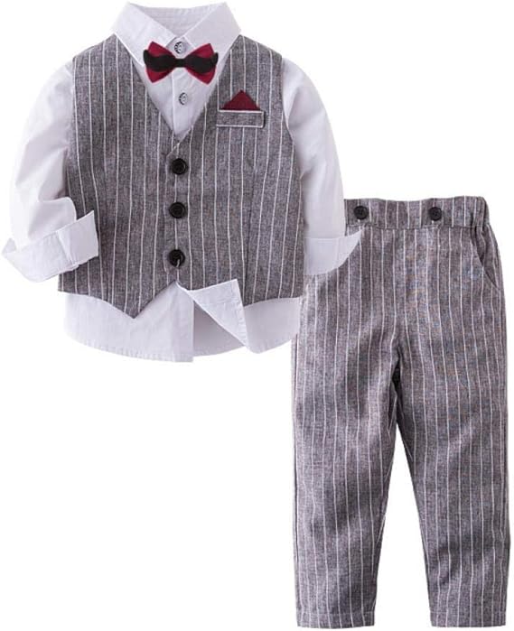 Amazon Ddbao 男の子 フォーマル スーツ 子供服 子供スーツ キッズスーツ スーツセット シャツ ベスト ズボン ネックタイ 4点セット 子供用 結婚式 入学式 卒業式 入園式 七五三 発表会 80 1cm フォーマル 通販