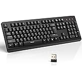 TECKNET Wireless Keyboard, 2.4G Silent Full-Size Keyboard with Number Pad | Ergonomic Keys &amp; Adjustable Feet, Compatible with Laptop, PC, Desktop, Notebook, Windows 11/10/8/7 &ndash;Black