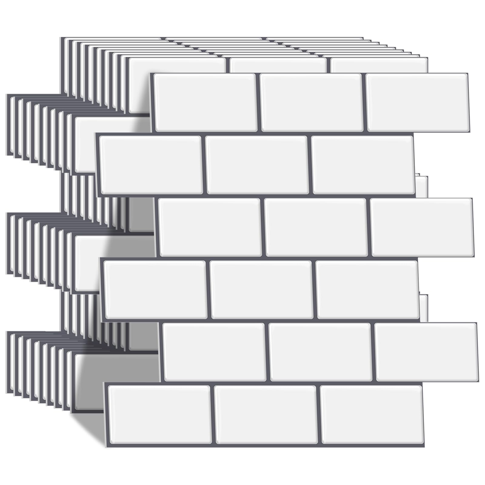 Photo 1 of Thicker, WalDecoo White Peel and Stick Backsplash Tile, 10-Sheet 3D Adhesive Wall Tiles, Subway Tiles Peel and Stick Tile Backsplash for Kitchen and Bathroom?12" × 12"?.