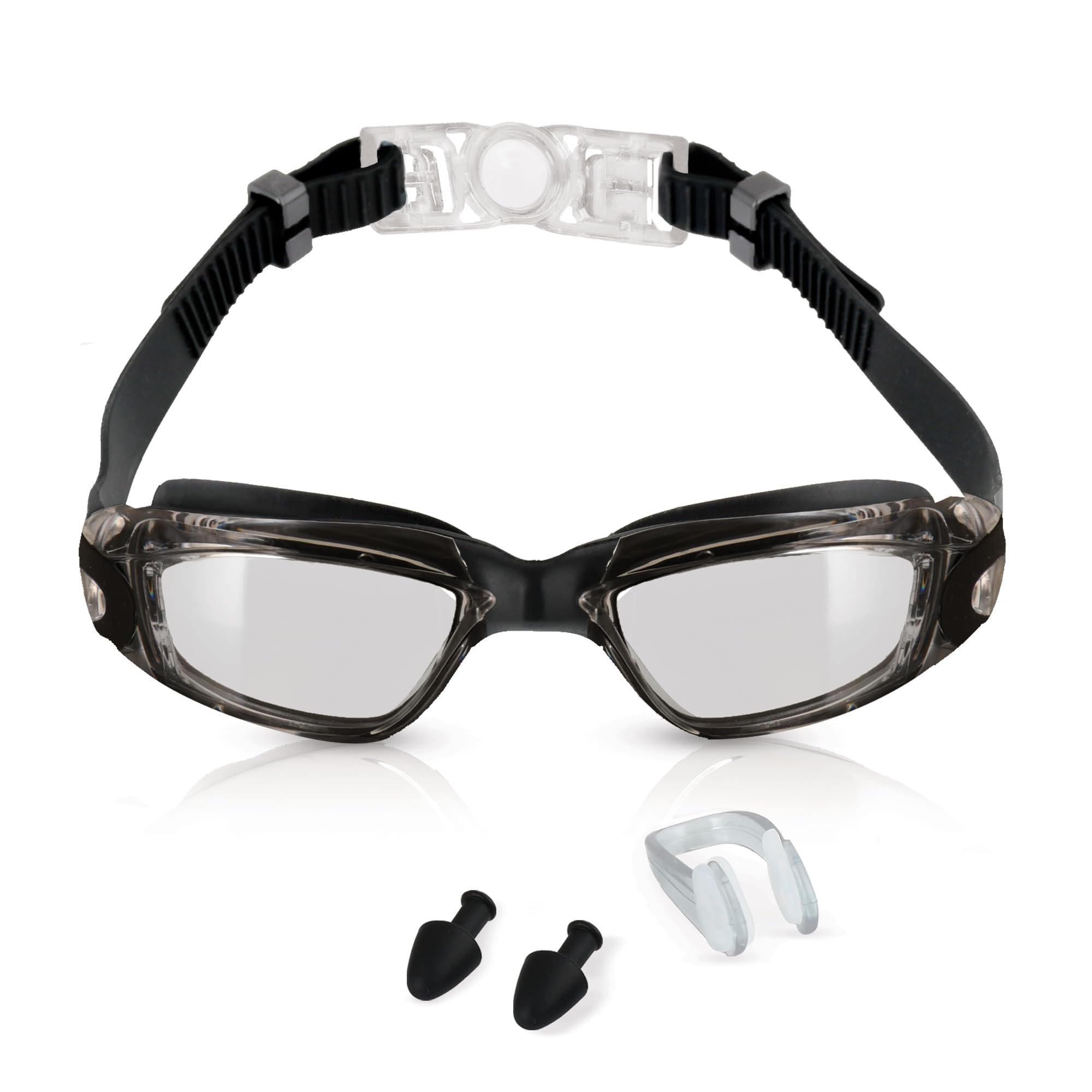 Swim Goggles for Adults & Kids 9+ Anti Fog Swimming Goggles with UV Protection, Leak-Proof Seal, Wide Clear Vision – Includes Nose Clip, Ear Plugs, Case – Comfortable for Pool, Sea & Open Water