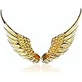 1Pair Alloy Metal Car Stickers Angel Hawk Eagle Wings Emblem Badge Decal 3D Dimensional Car Logo Sticker Golden Silver Optional (Golden)