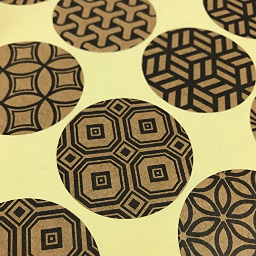 1.5" Kraft Envelope Seals with Geometric Designs - 10 Designs, Pack of 200 - Thumbnail 4
