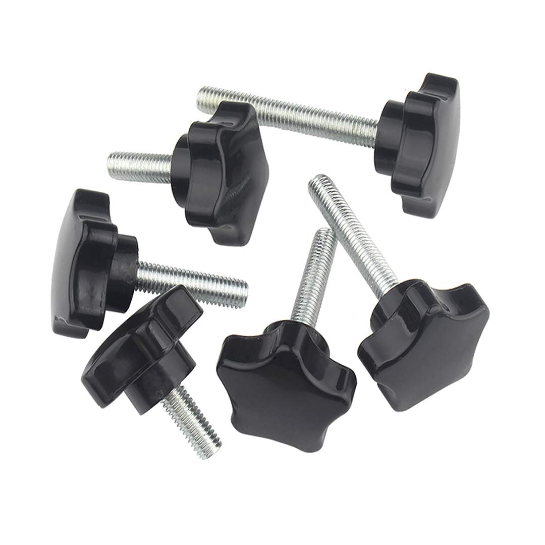 ANSIEDIO M6 Star Knob Thumb Screws, Five-pointed Star Head Threaded Knurled Thumbscrew Grip Knobs Clamping Screw, M6×25mm,5 pcs