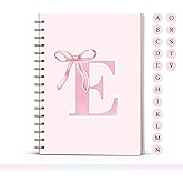 foedor Pink Bow Journal Notebook for Girls,Initial E Journals Personalized Diary Gifts for Teen Girl Kids,Monogrammed Gifts for Women,Trendy Coquette Cute Hardcover Spiral Notebook 5.5 x 8.3