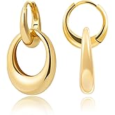 Geedow Gold Hoop Earrings for Women - 18K Gold Plated Paperclip Link Lightweight Drop Dangle Huggie Earrings Fashion Jewelry Best Gifts for Daily Wedding Party Decoration