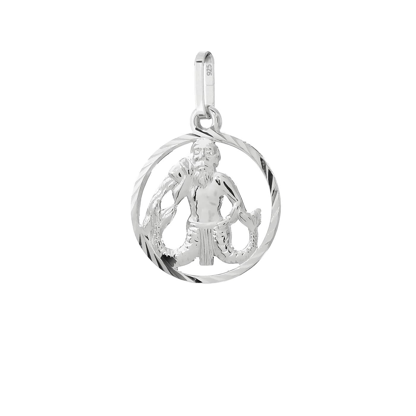 NKlaus Aquarius star sign 925 sterling silver 15mm chain pendant horoscope Zodiac 9171