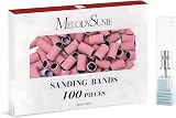 MelodySusie 100 Pcs Nail Drill Bits 240 Grit Sanding Bands Pink