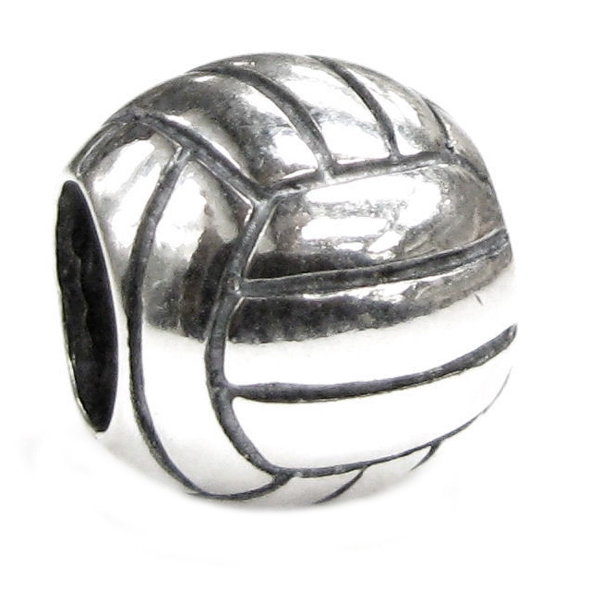 Queenberry Sterling Silver Volleyball European Bead Charm
