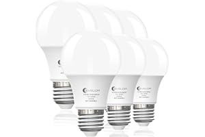 evelor 6-Pack A19 LED Light Bulbs,60 Watt Equivalent Daylight 5000K with E26 Base,Efficient 9W,800 Lumens Non-Dimmable LED Bulbs,15000 Hours, Ideal for Bedroom Living Room