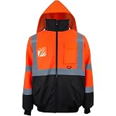PAFESTER High Visibility Reflective Safety Jackets for men 300D Oxford 100% Waterproof Thermal Rain Coats for Cold Weather