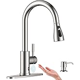 APPASO Touchless Kitchen Faucet with Pull-Down Sprayer, Kitchen Sink Faucet Touchless Brushed Nickel, Single Handle Hands-Free Motion Sensor Faucets Suitable for 1 or 4-Hole Sink, Stainless Steel