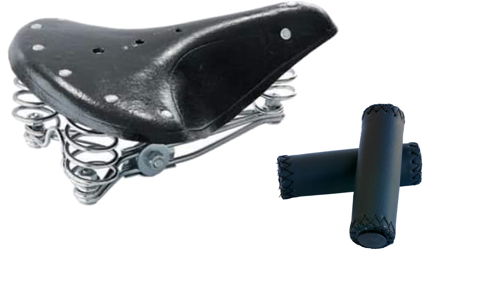 FOXCUP Vintage Leather Saddle with Synthetic Leather Material for City Bike, Black, Unisex Adults