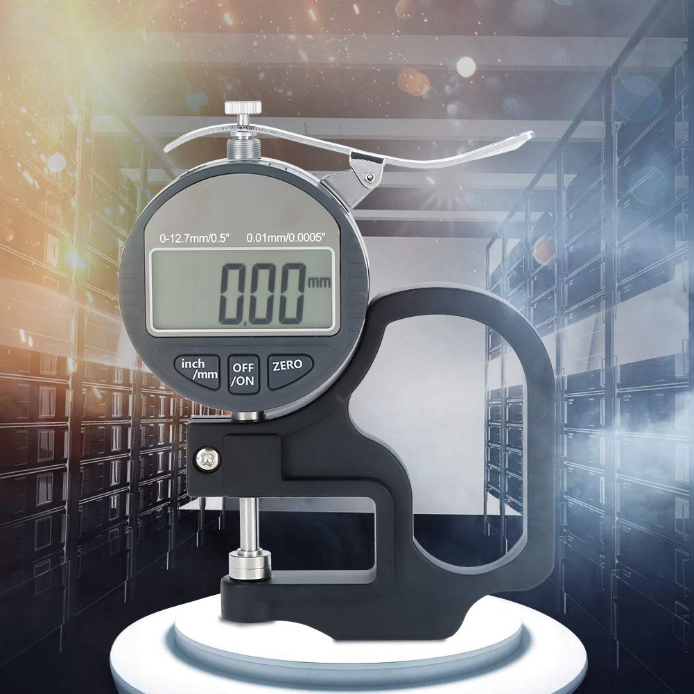 Digital Thickness Gauge, 0-12.7mm Electronic Micrometer Percentage Thickness Meter, Percentage Thickness Gauge for Paper, Leather, Metal Sheet