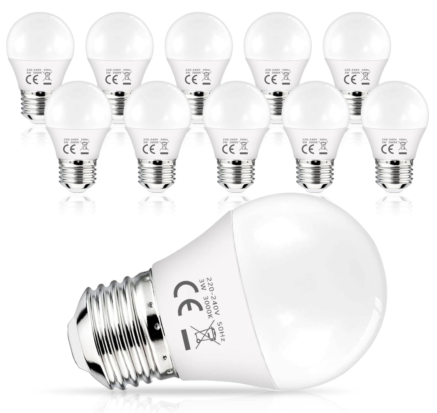 UYHGO E27 Large Screw Led Light Bulbs, 3W, 25W Equivalent, 3000K Warm White, Non Flicker, Non Dimmable, Pack of 10