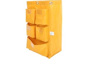 Cabilock Cleaning Carts Janitorial Bag Cleaning Trolley Bag with 3layer Pocket Trash Collection Replacement Supply Yellow