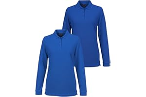 INGEAR Girls Long Sleeve Polo Shirt 2-Pack - School Uniform, Golf, Casual Wear, Moisture-Wicking, Sizes 4-16