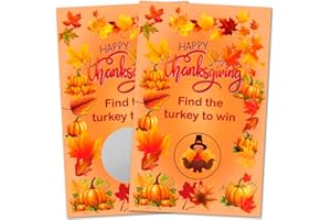 RokAPary Happy Thanksgiving Scratch Off Game, Find The Turkey Easy to Play Silly Games, Fun Idea, Ice Breaker Activity. Raffle Cards, Set of 40 Cards Made in USA